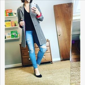 Tommy Hilfiger diamond pattern navy wool midi coat